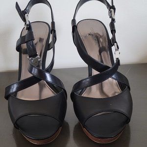 Coach black vegan leather heels